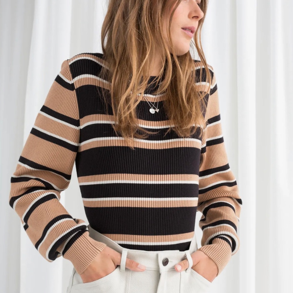 Womens  &OthetStories Striped Long sleeve Top